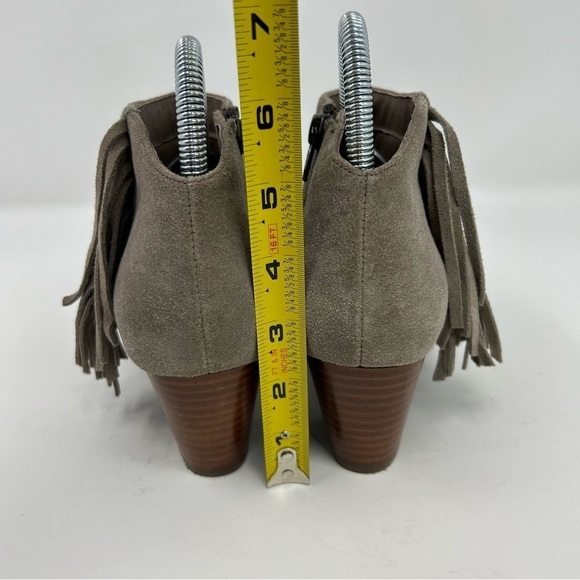 Vionic Western Faros Gray Leather Fringed Studded Ankle Boots Size 7 Almond Toe - Picture 8 of 12